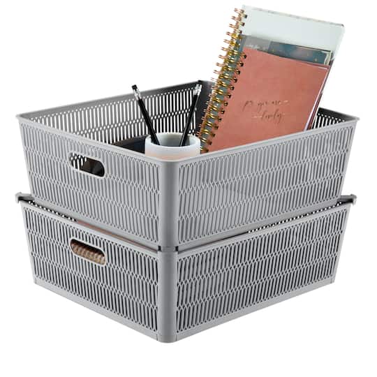 Simplify Slide 2 Stack It Shallow Tote Baskets